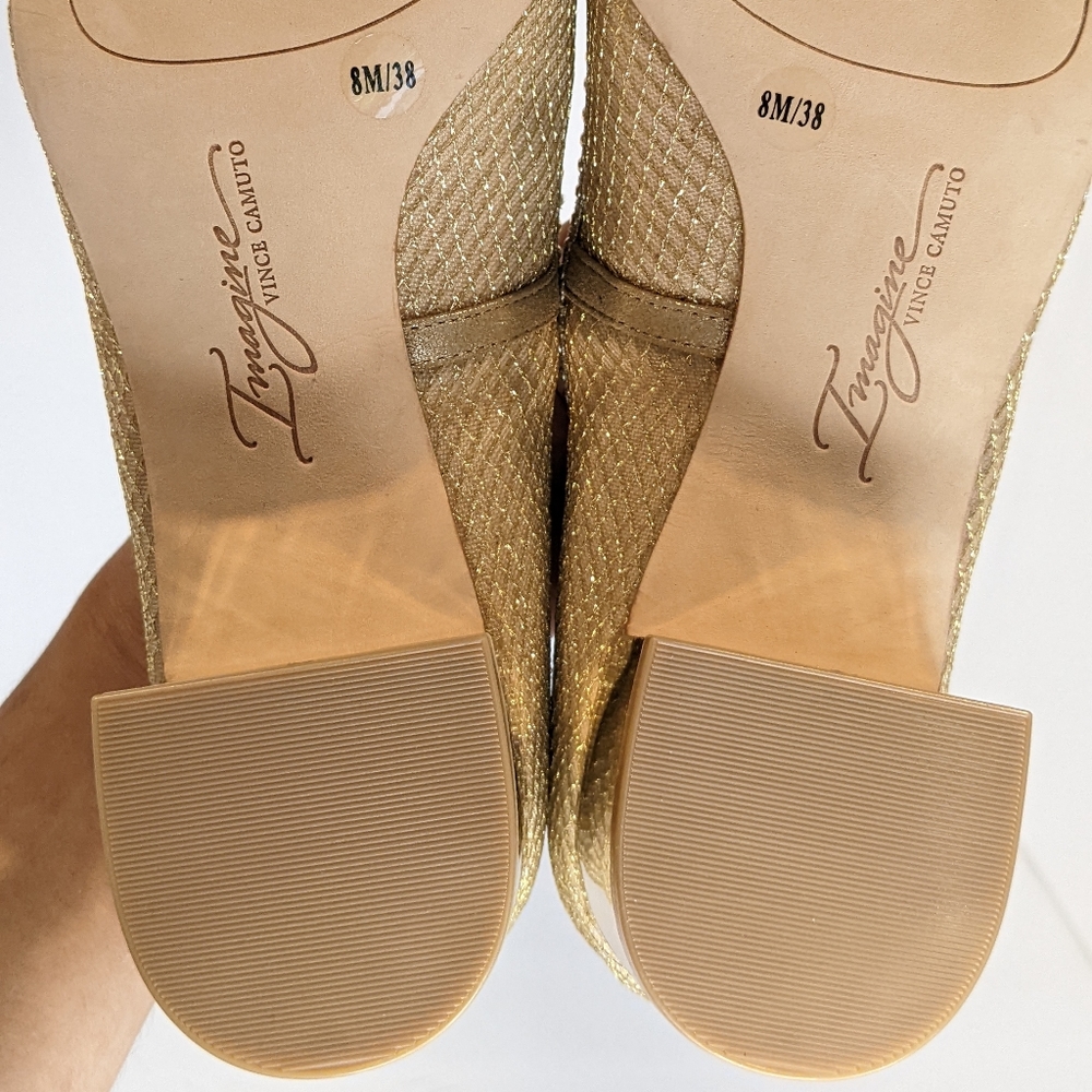 Gold Low Block Heel Pumps for Women - Picture 11 of 16
